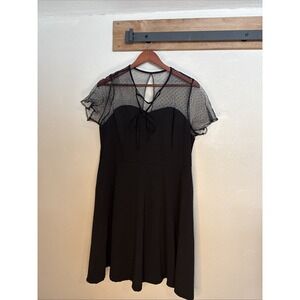 Cocktail Dress With Mesh Top Black Size XL